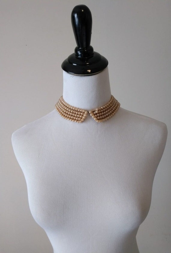 Vintage Beaded Satin Faux Pearl Detachable Collar,