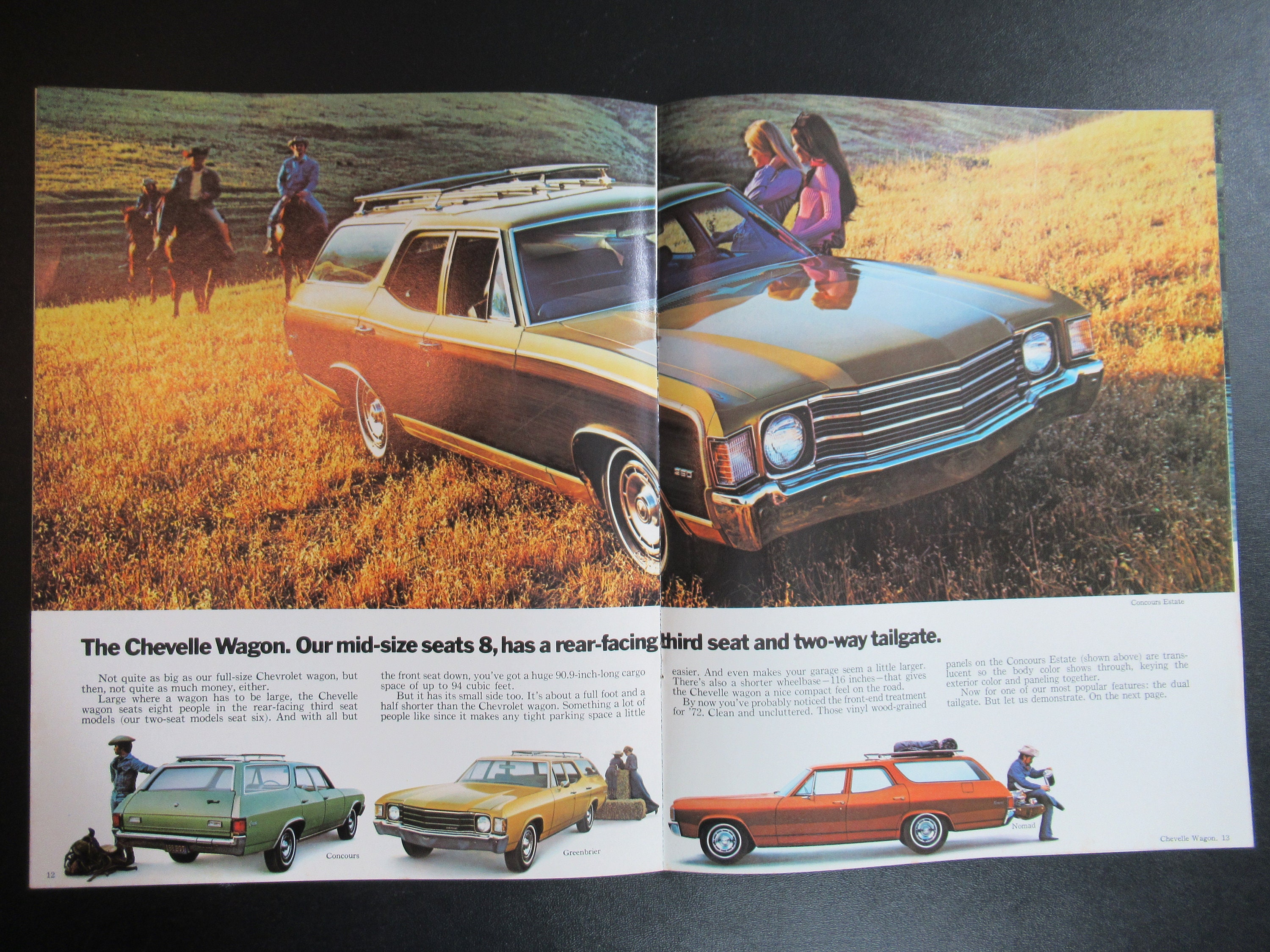 1972 Chevrolet Wagons Brochure Chevelle Vega Suburban, Vintage