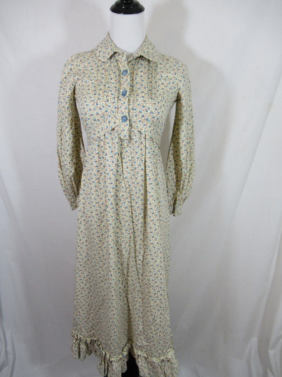 Vintage 70's Handmade Calico Prairie Dress, Ruffl… - image 1