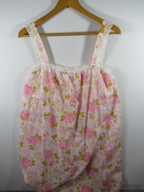 Vintage Pink Roses Nightgown/Robe Set, Women L, G… - image 2