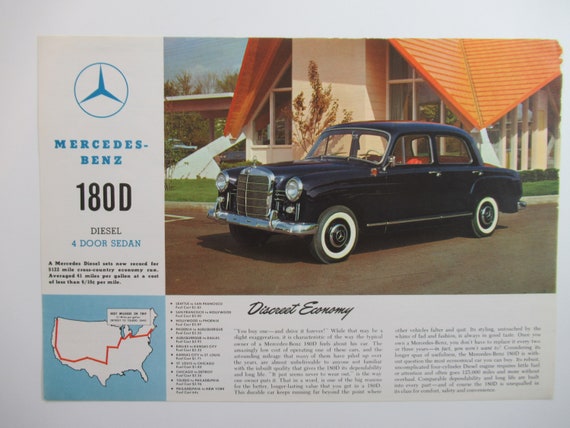 1960s Mercedes Benz 180D Diesel Sedan Spec Sheet, Dealer
