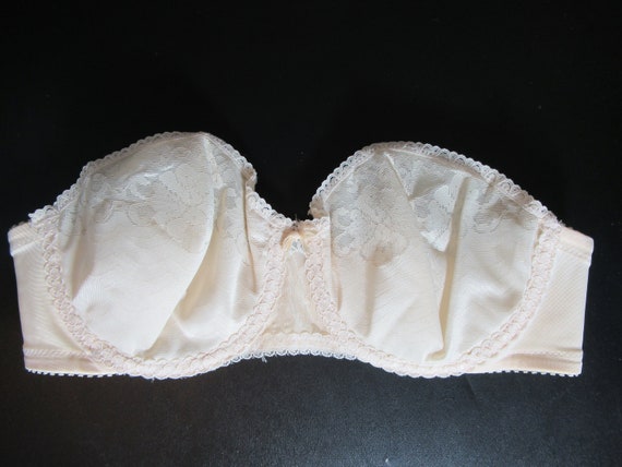 Vintage 80s Maidenform Pretty Shapley Lined Lace Strapless Bra