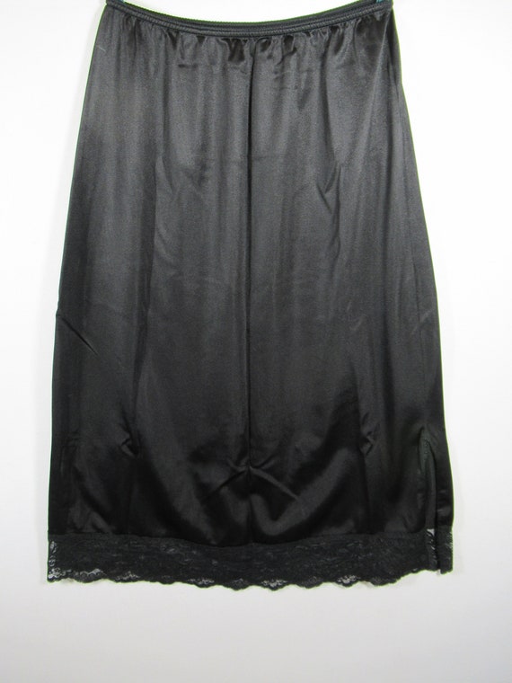 Vintage Maidenform Black Double Slit Nylon Skirt Slip, Size M