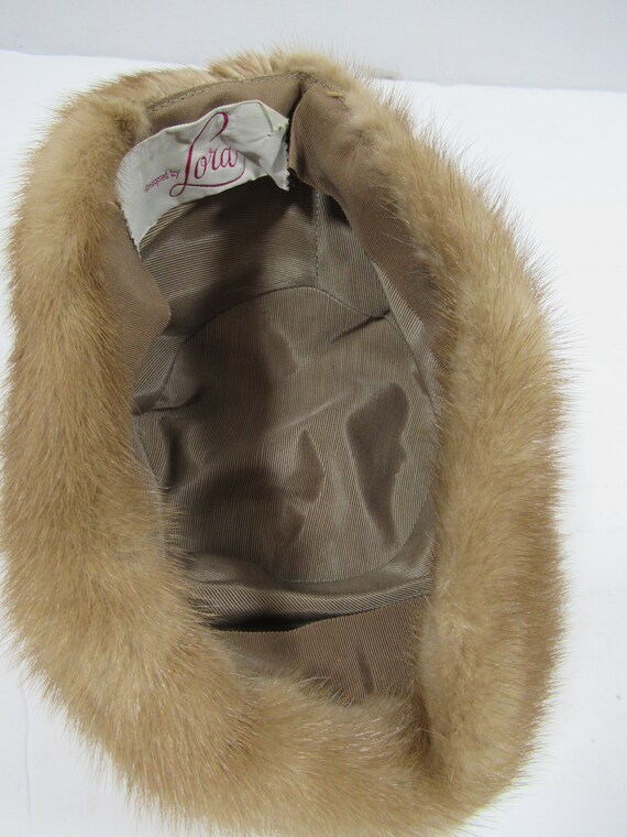 Vintage Lora Genuine Fur Winter Hat w/Bow, Light … - image 6