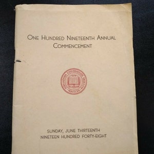 1948 Indiana University Commencement Graduation Program, Vintage