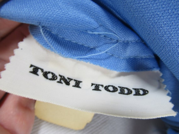 Vintage 70s Toni Todd Blue Sleeveless Halter Plea… - image 5