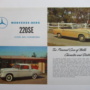 1960s Mercedes Benz 220SE Coupe and Convertible Spec Sheet, Dealer Advertisement, Auto Prospekt, Vintage Car Brochure
