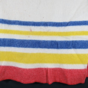 Vintage Wool Multi Color Striped Blanket, 59&quot; x 76&quot;