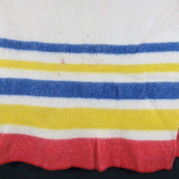 70s Black Multicolor Striped Wool Blanket Wrap Coat M