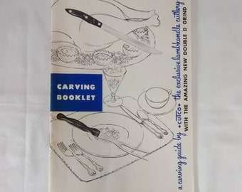 Vintage Cutco Carving Booklet, Lambhandle, Cutlery, Ephemera, Guide, Book, Modern Kitchen