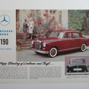 1960s Mercedes Benz 190 Sedan Spec Sheet, Dealer Advertisement, Auto Prospekt, Vintage Car Brochure