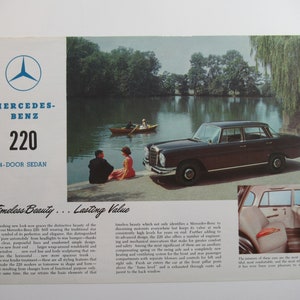 1960s Mercedes Benz 220 Sedan Spec Sheet, Dealer Advertisement, Auto Prospekt, Vintage Car Brochure