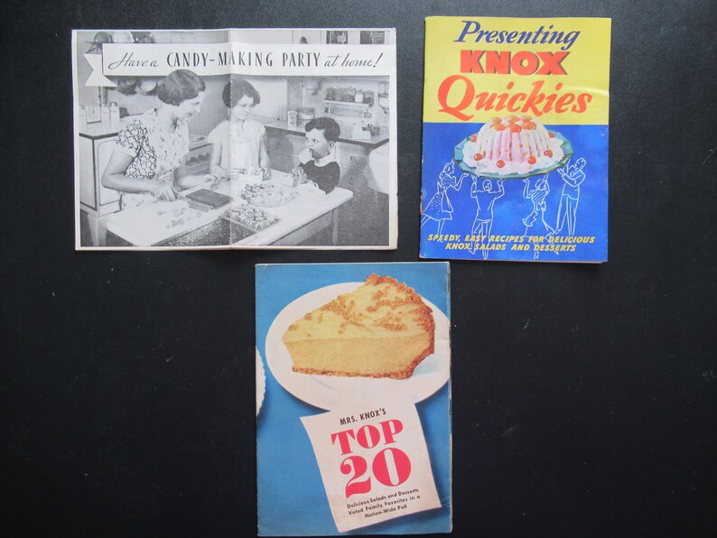 Vintage Knox Gelatine Recipe Booklet Lot, Advertising Cookbook, Candy