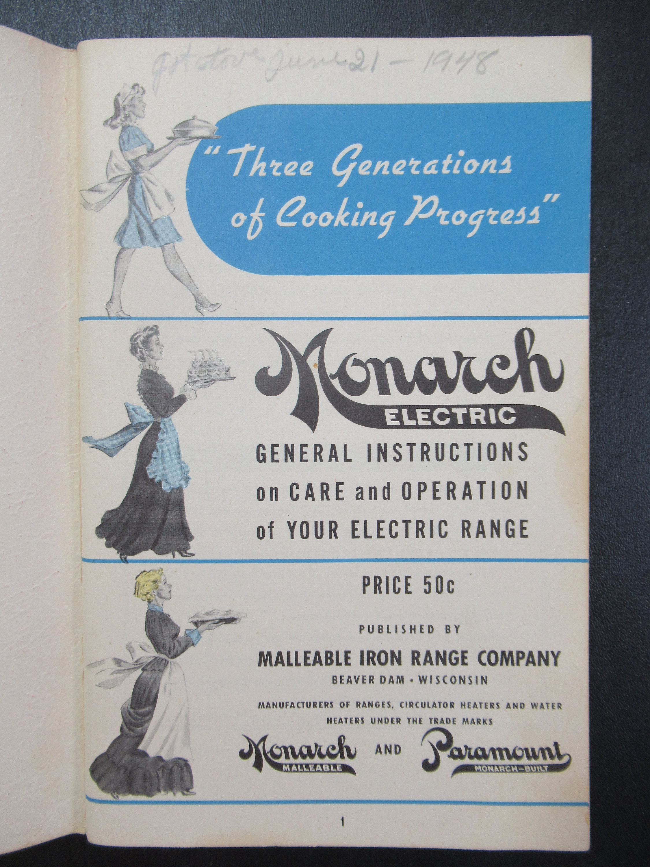 Vintage Monarch Electric Range Cookbook Instruction Manual, Recipe Book