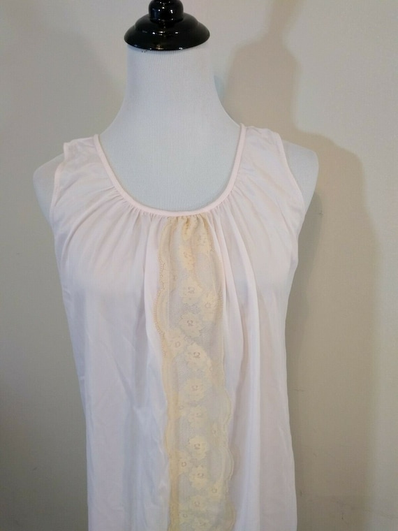 Vintage Pale Pink Nylon Philmaid Nightgown, Lace … - image 1
