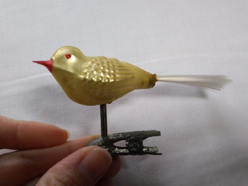 Antique Vintage Blown Glass Bird Clip On Christmas Ornament Etsy