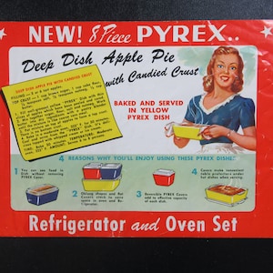 Vintage 1947 Pyrex Primary Color Refrigerator Dish Set Advertising Insert