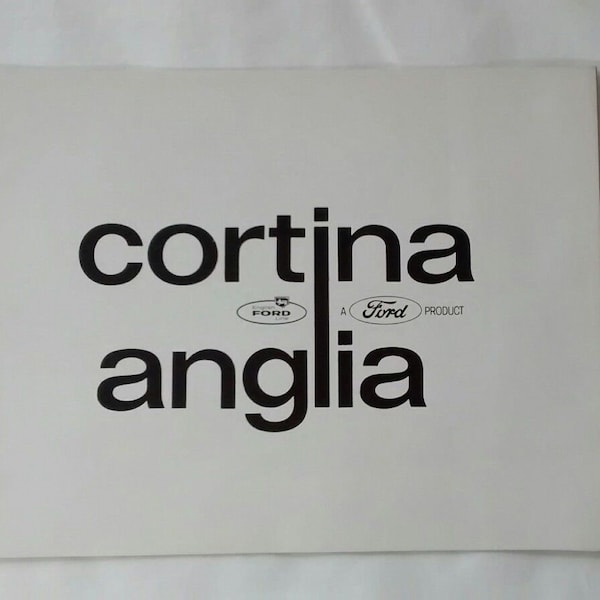Vintage Ford Cortina Anglia Brochure c. 1967, Car, Advertising, Auto, Dealer, Sales, Prospekt
