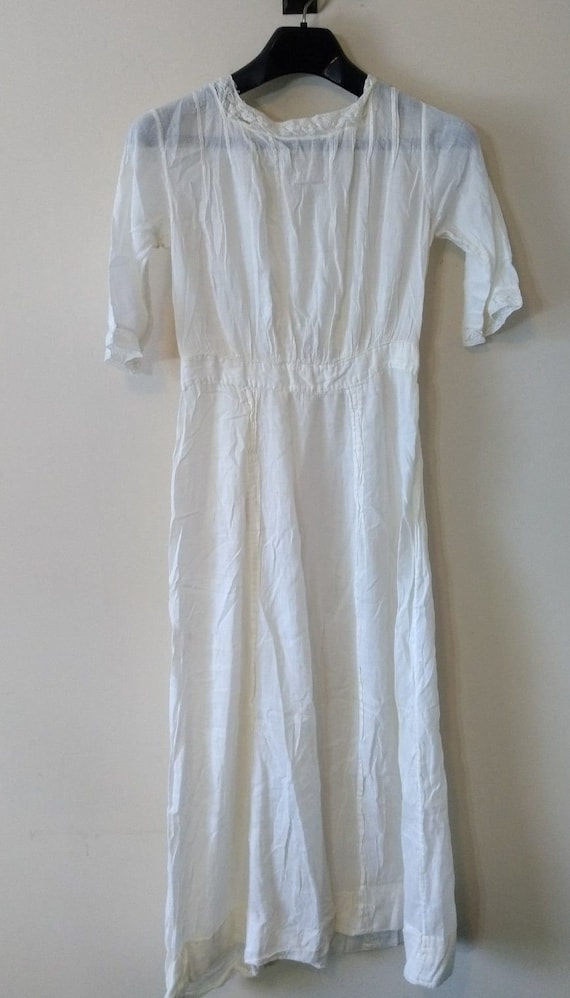 Antique Edwardian Sheer White Cotton Tea Lawn Dre… - image 1