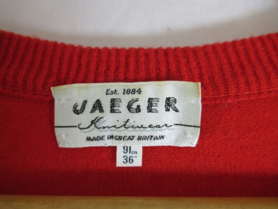 Vintage Jaeger Knitwear Red Wool Cardigan Sweater… - image 2
