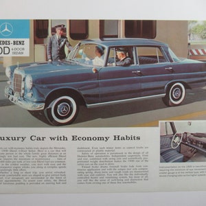 1960s Mercedes Benz 190D Sedan Spec Sheet, Dealer Advertisement, Auto Prospekt, Vintage Car Brochure