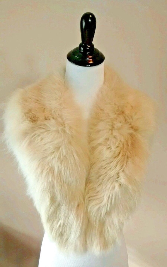Vintage Fox Fur Stole, Ivory, Off White, Detachabl