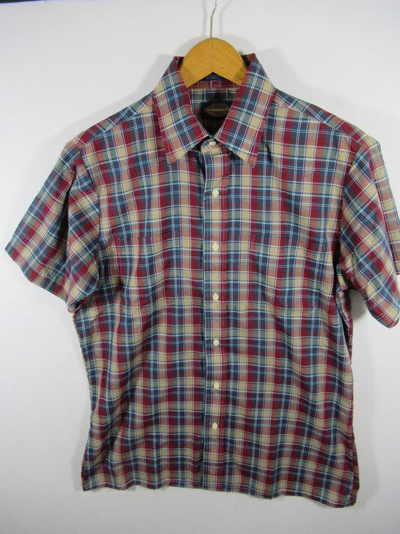 Vintage 80s Towncraft Plaid Short Sleeve Button up Shirt