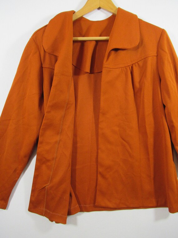 Vintage 70s Orange Polyester Shirt Jacket, Women,… - image 4