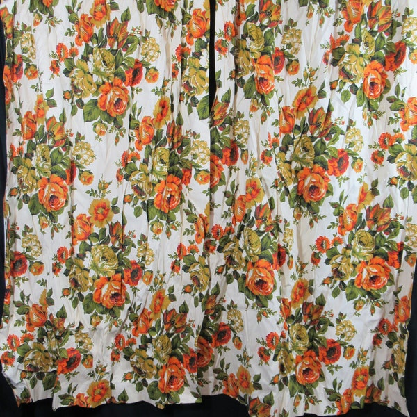 Vintage 70s Fashion Manor Penn Prest Floral Pinch Pleat Curtains Pair, 23x61, JCPenney