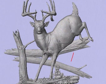 Leaping Whitetail Buck STL, CNC Machine File (Digital File)