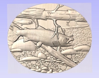 Rainbow Trout Scene STL, CNC Router File (Digital Download)