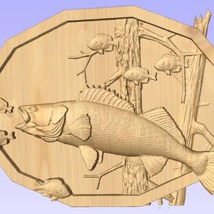 Snoekbaarzen stl, digitaal model snoekbaarzen, 3D digitaal bestand snoekbaarzen en snoekbaarzen voor CNC