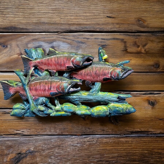 鮭 サケ サーモン Salmon 木彫り 彫刻 鮭 サケ サーモン Salmon 木彫り 彫刻