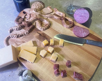 Octopus Charcuterie Board, Octopus cheese board, carved cheese boards, Octopus wall art