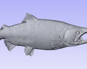 Silver Salmon 3D Model, CNC Carving Alaskan Art (STL)