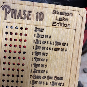 Phase 10 score cards, Set of 4 cards,  customized score cards.