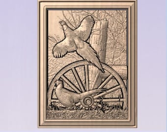 Flying Pheasant STL, Rooster 3D Model for CNC