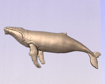 Archivo digital STL de ballena jorobada para CNC, arte mural de ballenas