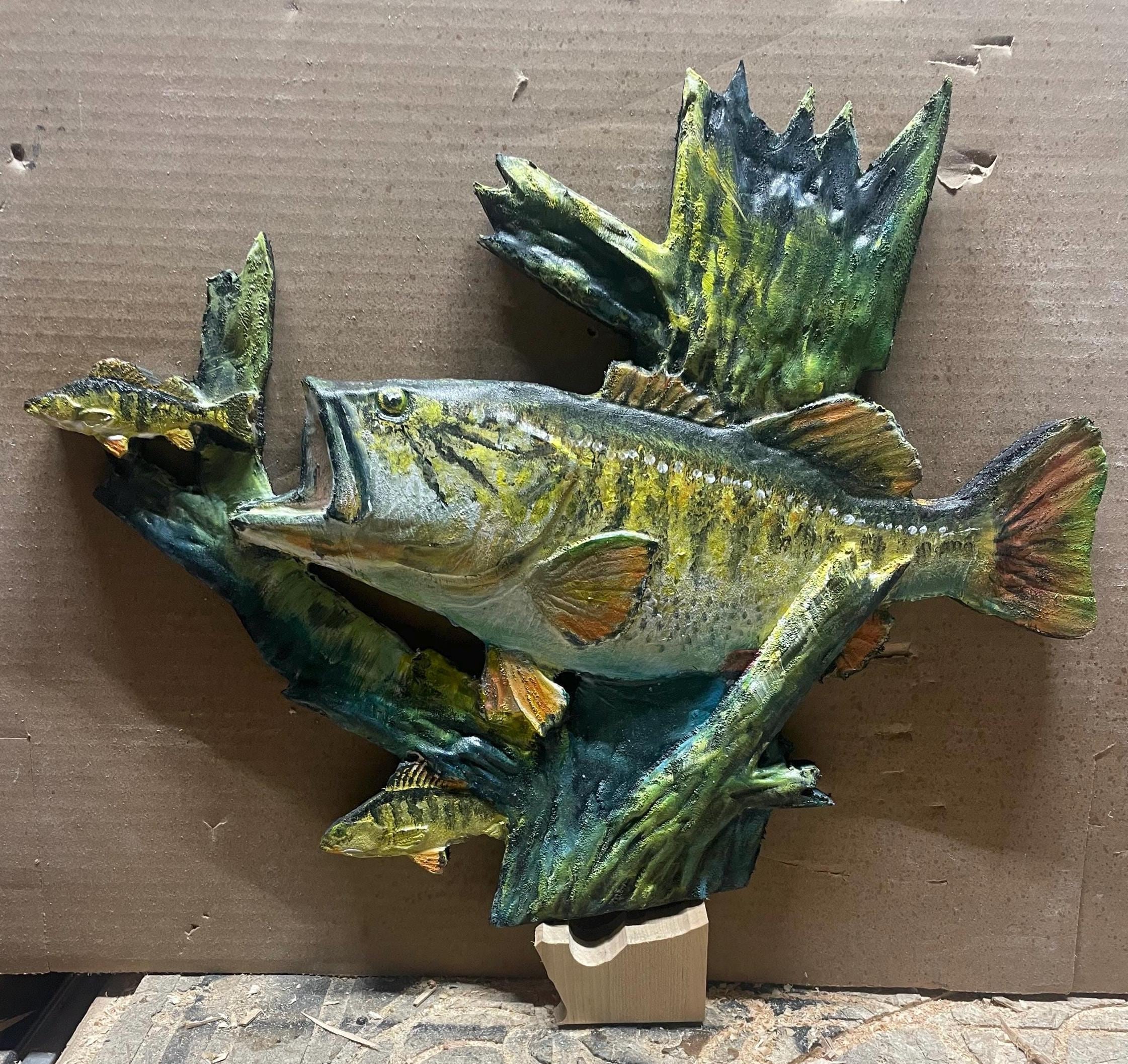 Hand Painted Largemouth Bass Wood Carving, Bass Art - Etsy