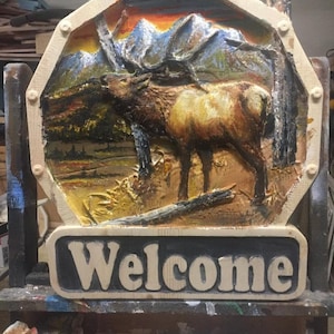 Elk stl, Bull Elk Welcome sign stl, elk stl, bull elk stl, elk sign stl