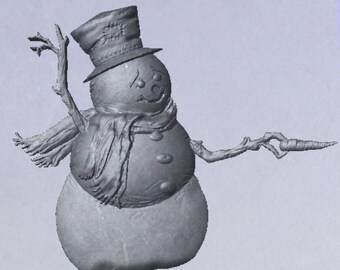 Snowman 3D STL Digital File, Christmas CNC Carving
