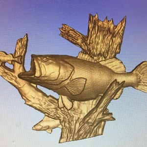 Large mouth bass stl, bass stl, bass model, bass wall art, fishing art, digital bass model, THIS IS A DIGITAl FILE!!