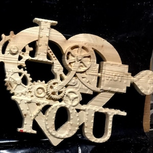 Steampunk  stl, valentines stl,  I LUV U stl, love you stl