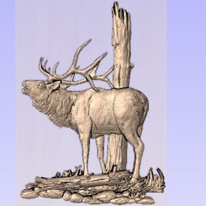 Bull Elk and tree Stl digital file, bugling bull elk, elk art, Digital file bull elk, digital stl file, elk stl, elk digital file, elk cnc