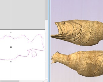 Largemouth Bass STL File, 3D Model, CNC Carving (Digital Download)