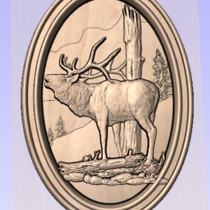Bull Elk and tree Stl digital file, bugling bull elk, elk art, Digital file bull elk, digital stl file, elk stl, elk digital file, elk cnc