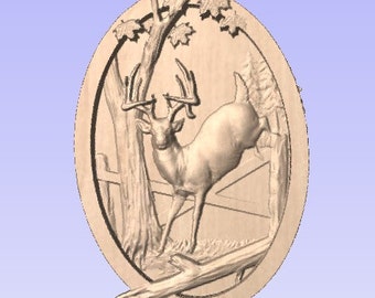 Whitetail Buck Jumping Fence, CNC 3D STL File
