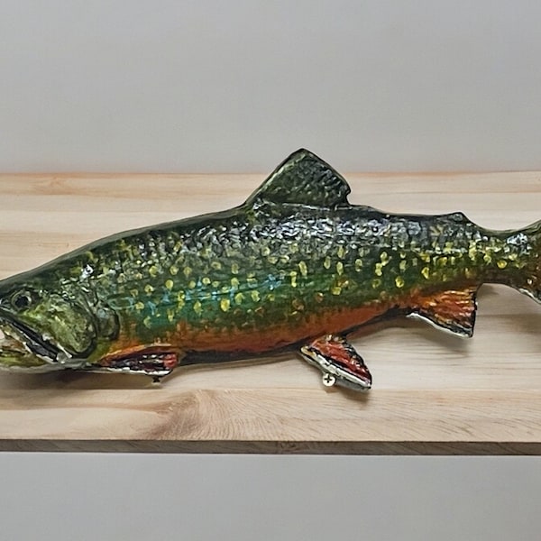 carved Brook Trout, carved trout, wooden trout, brook trout art