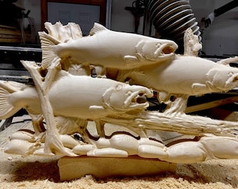 Coho Salmon 3D STL Model, CNC Carving (Digital File)