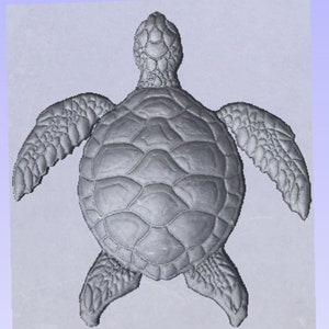 Sea Turtle 3D STL file for CNC, digital stl file of sea turtle, digital art, digital turtle, stl turtle